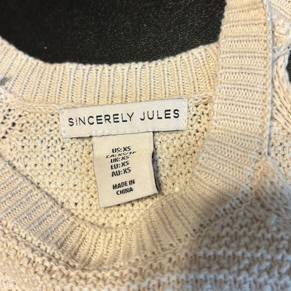 Sincerely Jules XS Crochet Hem Knit Tank Top Cream 100% Cotton Boho Festival - Picture 4 of 5